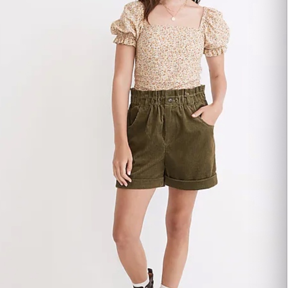 Madewell Hopewell Puff-Sleeve Crop Top in Cottage Garden Smocked Perfet For Fall - Picture 7 of 7